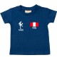 Kinder T-Shirt Fussballshirt Peru mit Ihrem Wunschnamen bedruckt, navy, 0-6 Monate