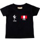 Kinder T-Shirt Fussballshirt Peru mit Ihrem Wunschnamen bedruckt, schwarz, 0-6 Monate