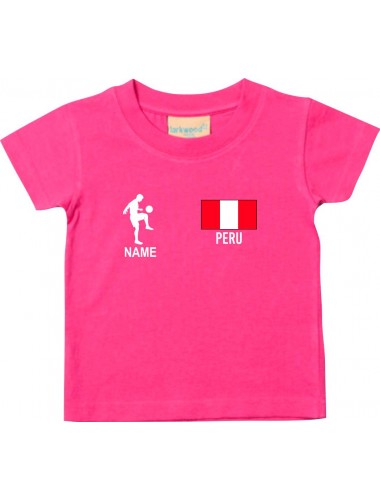 Kinder T-Shirt Fussballshirt Peru mit Ihrem Wunschnamen bedruckt, pink, 0-6 Monate