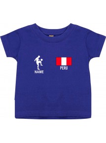 Kinder T-Shirt Fussballshirt Peru mit Ihrem Wunschnamen bedruckt, lila, 0-6 Monate