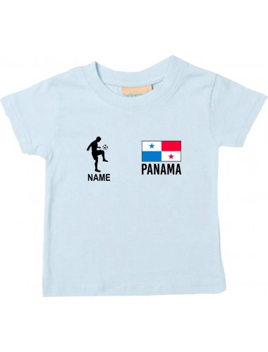 Kinder T-Shirt Fussballshirt Panama mit Ihrem Wunschnamen bedruckt, hellblau, 0-6 Monate