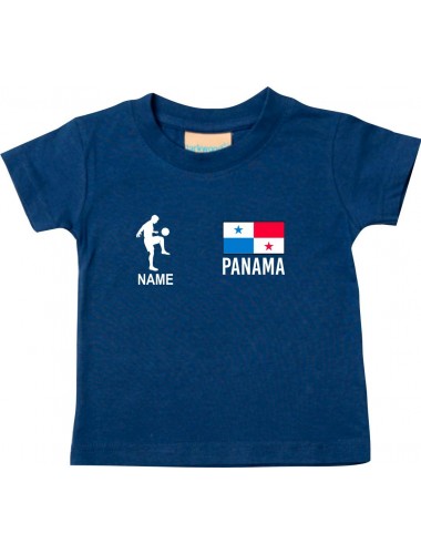 Kinder T-Shirt Fussballshirt Panama mit Ihrem Wunschnamen bedruckt, navy, 0-6 Monate