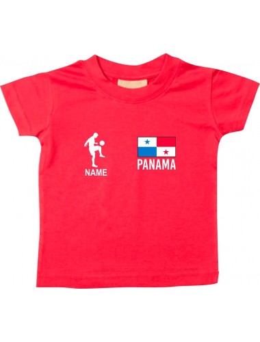 Kinder T-Shirt Fussballshirt Panama mit Ihrem Wunschnamen bedruckt, rot, 0-6 Monate