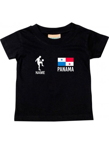 Kinder T-Shirt Fussballshirt Panama mit Ihrem Wunschnamen bedruckt, schwarz, 0-6 Monate
