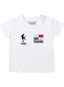 Kinder T-Shirt Fussballshirt Panama mit Ihrem Wunschnamen bedruckt, weiss, 0-6 Monate