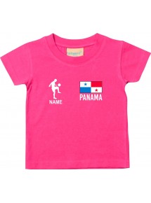 Kinder T-Shirt Fussballshirt Panama mit Ihrem Wunschnamen bedruckt, pink, 0-6 Monate
