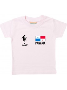 Kinder T-Shirt Fussballshirt Panama mit Ihrem Wunschnamen bedruckt, rosa, 0-6 Monate