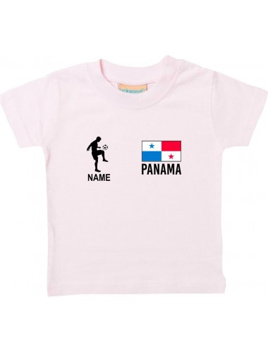 Kinder T-Shirt Fussballshirt Panama mit Ihrem Wunschnamen bedruckt, rosa, 0-6 Monate