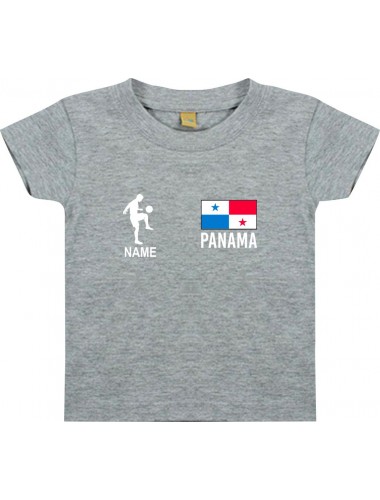 Kinder T-Shirt Fussballshirt Panama mit Ihrem Wunschnamen bedruckt, grau, 0-6 Monate