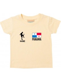 Kinder T-Shirt Fussballshirt Panama mit Ihrem Wunschnamen bedruckt, hellgelb, 0-6 Monate