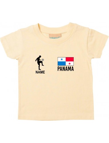 Kinder T-Shirt Fussballshirt Panama mit Ihrem Wunschnamen bedruckt, hellgelb, 0-6 Monate