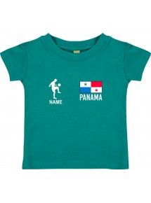 Kinder T-Shirt Fussballshirt Panama mit Ihrem Wunschnamen bedruckt, jade, 0-6 Monate