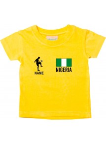 Kinder T-Shirt Fussballshirt Nigeria mit Ihrem Wunschnamen bedruckt, gelb, 0-6 Monate