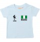Kinder T-Shirt Fussballshirt Nigeria mit Ihrem Wunschnamen bedruckt, hellblau, 0-6 Monate