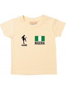 Kinder T-Shirt Fussballshirt Nigeria mit Ihrem Wunschnamen bedruckt, hellgelb, 0-6 Monate