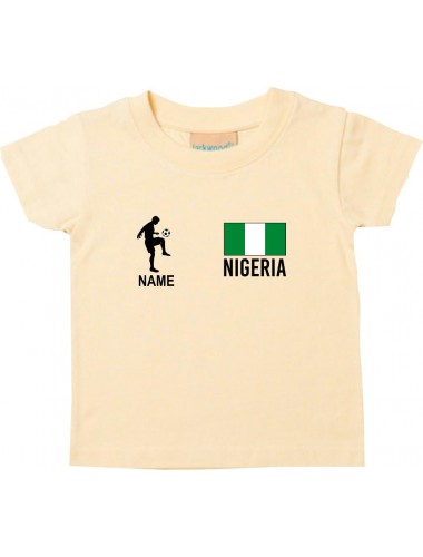 Kinder T-Shirt Fussballshirt Nigeria mit Ihrem Wunschnamen bedruckt, hellgelb, 0-6 Monate