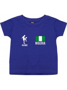 Kinder T-Shirt Fussballshirt Nigeria mit Ihrem Wunschnamen bedruckt, lila, 0-6 Monate