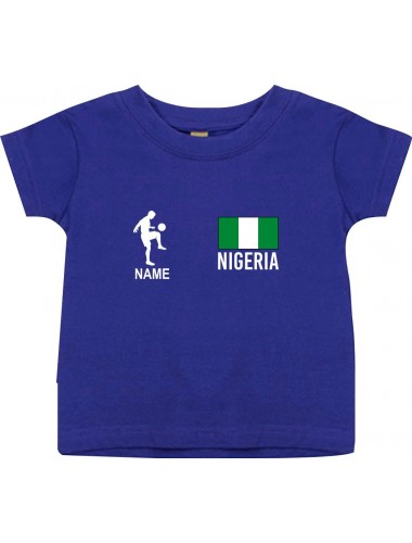 Kinder T-Shirt Fussballshirt Nigeria mit Ihrem Wunschnamen bedruckt, lila, 0-6 Monate