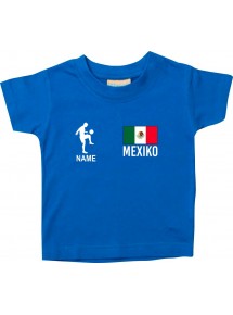 Kinder T-Shirt Fussballshirt Mexiko mit Ihrem Wunschnamen bedruckt, royal, 0-6 Monate