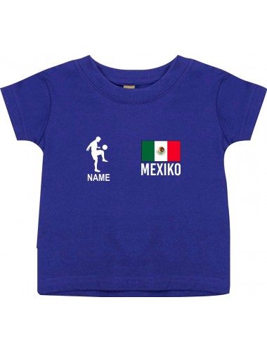 Kinder T-Shirt Fussballshirt Mexiko mit Ihrem Wunschnamen bedruckt, lila, 0-6 Monate