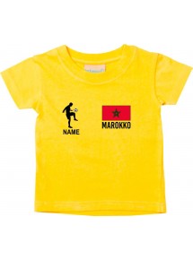 Kinder T-Shirt Fussballshirt Marokko mit Ihrem Wunschnamen bedruckt, gelb, 0-6 Monate