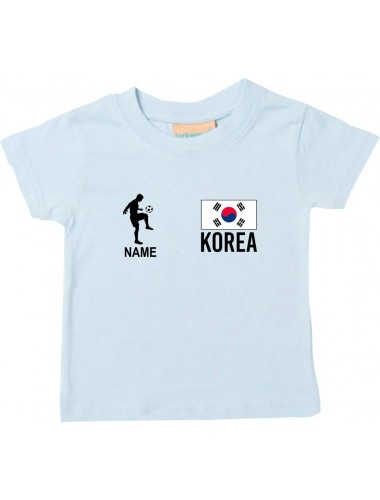Kinder T-Shirt Fussballshirt Korea mit Ihrem Wunschnamen bedruckt, hellblau, 0-6 Monate