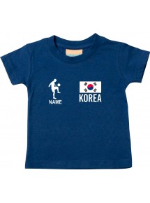 Kinder T-Shirt Fussballshirt Korea mit Ihrem Wunschnamen bedruckt, navy, 0-6 Monate