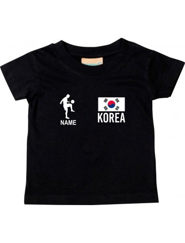 Kinder T-Shirt Fussballshirt Korea mit Ihrem Wunschnamen bedruckt, schwarz, 0-6 Monate