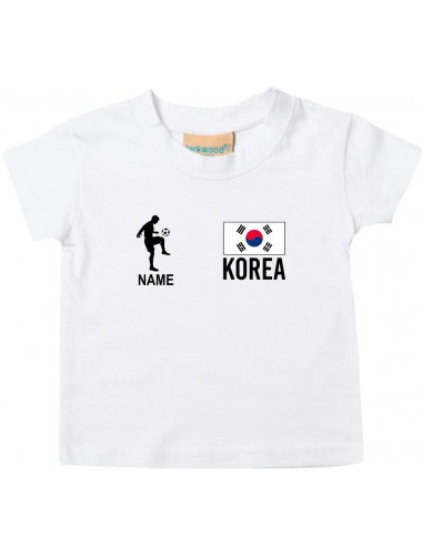 Kinder T-Shirt Fussballshirt Korea mit Ihrem Wunschnamen bedruckt, weiss, 0-6 Monate