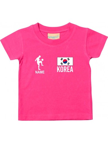 Kinder T-Shirt Fussballshirt Korea mit Ihrem Wunschnamen bedruckt, pink, 0-6 Monate
