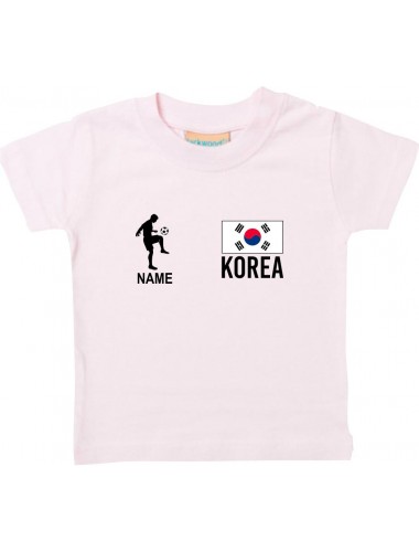 Kinder T-Shirt Fussballshirt Korea mit Ihrem Wunschnamen bedruckt, rosa, 0-6 Monate