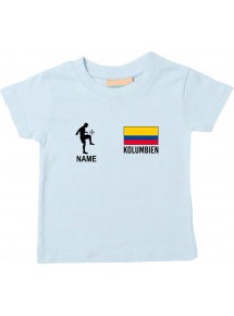 Kinder T-Shirt Fussballshirt Kolumbien mit Ihrem Wunschnamen bedruckt, hellblau, 0-6 Monate