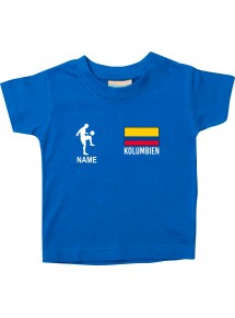 Kinder T-Shirt Fussballshirt Kolumbien mit Ihrem Wunschnamen bedruckt, royal, 0-6 Monate