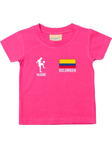 Kinder T-Shirt Fussballshirt Kolumbien mit Ihrem Wunschnamen bedruckt, pink, 0-6 Monate