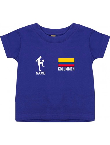 Kinder T-Shirt Fussballshirt Kolumbien mit Ihrem Wunschnamen bedruckt, lila, 0-6 Monate