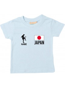 Kinder T-Shirt Fussballshirt Japan mit Ihrem Wunschnamen bedruckt, hellblau, 0-6 Monate