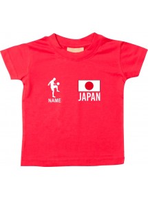 Kinder T-Shirt Fussballshirt Japan mit Ihrem Wunschnamen bedruckt, rot, 0-6 Monate