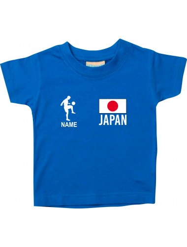 Kinder T-Shirt Fussballshirt Japan mit Ihrem Wunschnamen bedruckt, royal, 0-6 Monate