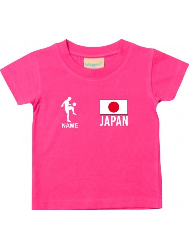 Kinder T-Shirt Fussballshirt Japan mit Ihrem Wunschnamen bedruckt, pink, 0-6 Monate