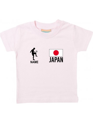 Kinder T-Shirt Fussballshirt Japan mit Ihrem Wunschnamen bedruckt, rosa, 0-6 Monate