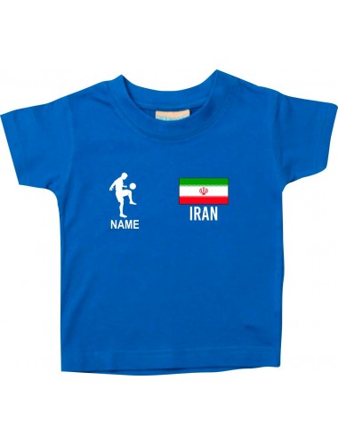 Kinder T-Shirt Fussballshirt Iran mit Ihrem Wunschnamen bedruckt, royal, 0-6 Monate