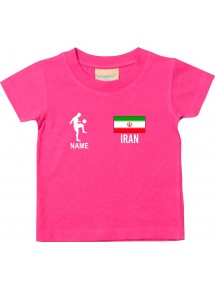 Kinder T-Shirt Fussballshirt Iran mit Ihrem Wunschnamen bedruckt, pink, 0-6 Monate