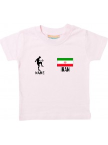 Kinder T-Shirt Fussballshirt Iran mit Ihrem Wunschnamen bedruckt, rosa, 0-6 Monate