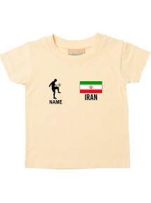 Kinder T-Shirt Fussballshirt Iran mit Ihrem Wunschnamen bedruckt, hellgelb, 0-6 Monate