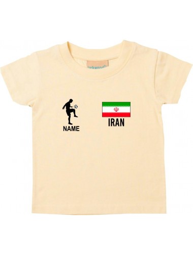 Kinder T-Shirt Fussballshirt Iran mit Ihrem Wunschnamen bedruckt, hellgelb, 0-6 Monate