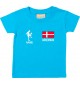 Kinder T-Shirt Fussballshirt Dänemark mit Ihrem Wunschnamen bedruckt, tuerkis, 0-6 Monate
