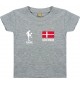 Kinder T-Shirt Fussballshirt Dänemark mit Ihrem Wunschnamen bedruckt, grau, 0-6 Monate