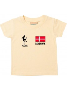 Kinder T-Shirt Fussballshirt Dänemark mit Ihrem Wunschnamen bedruckt, hellgelb, 0-6 Monate