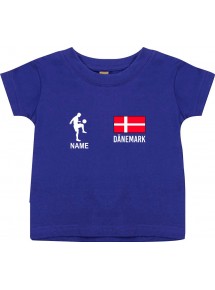 Kinder T-Shirt Fussballshirt Dänemark mit Ihrem Wunschnamen bedruckt, lila, 0-6 Monate