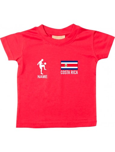 Kinder T-Shirt Fussballshirt Costa Rica mit Ihrem Wunschnamen bedruckt, rot, 0-6 Monate